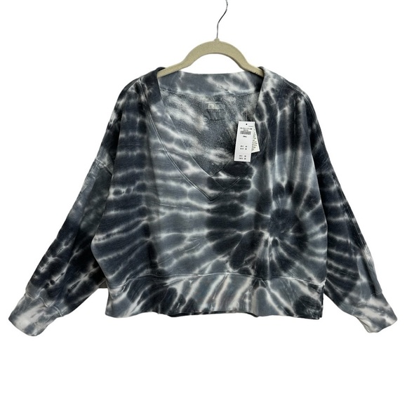 ABERCROMBIE & FITCH Wash Effect Sharkbite V-Neck Sweatshirt, Size SMALL - Picture 4 of 14